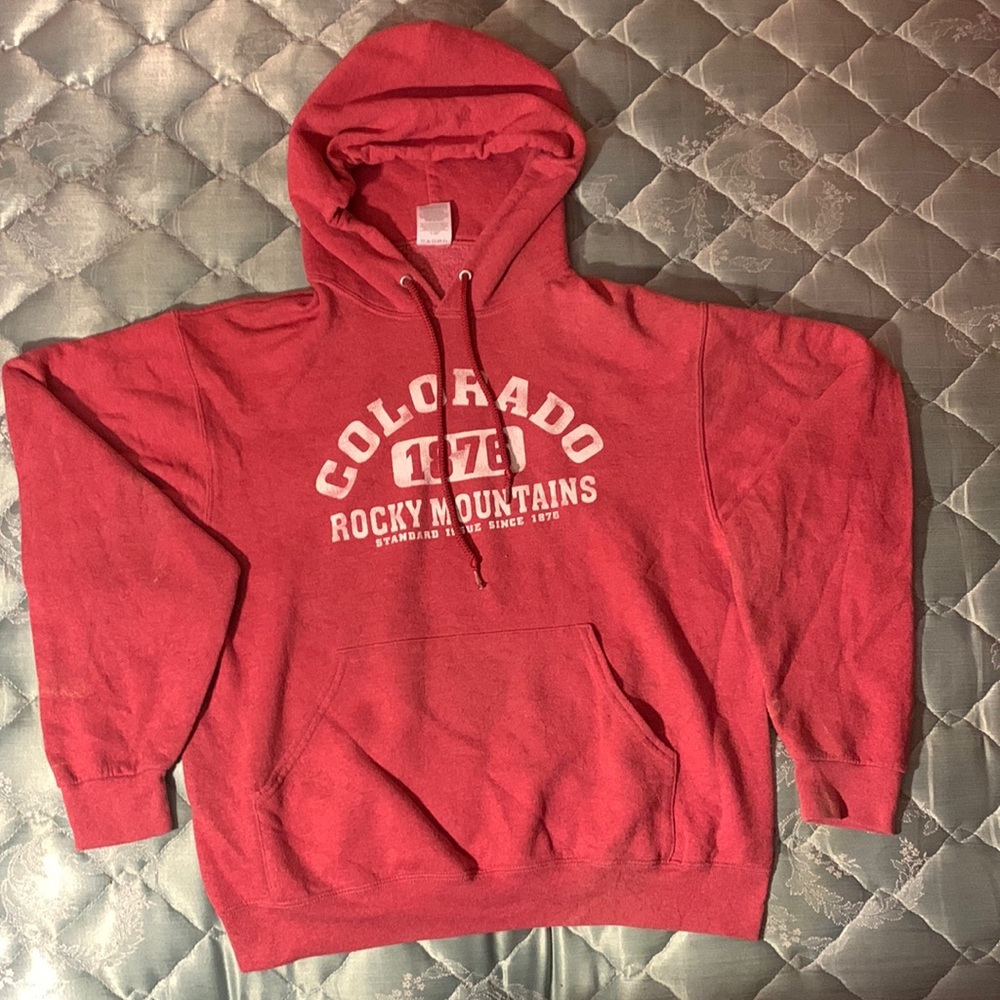 Medium, pink and white colorado rocky mountains hoodie